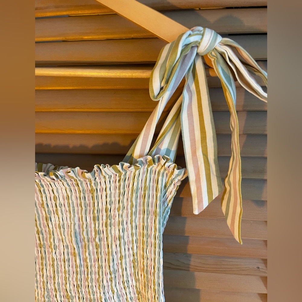 POLISHED PRINTS Striped Yellow and White Sundress L - Picture 5 of 5